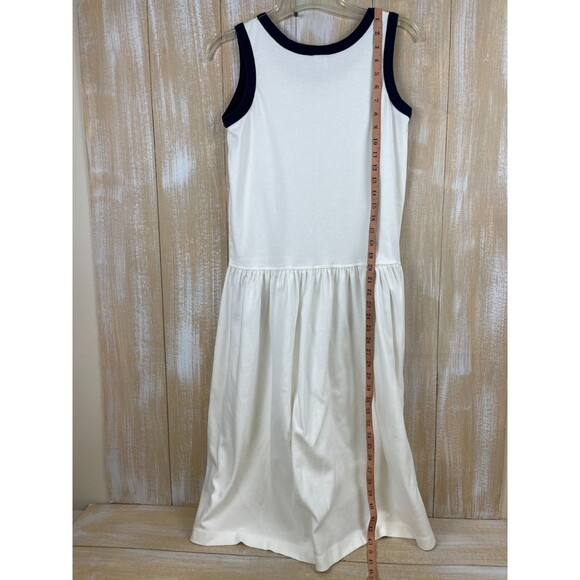 Lands' End Sleeveless Pleated Flare Tank Dress Women's Size S White & Navy - Picture 8 of 10